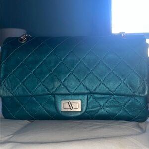 CHANEL 2.55 Reissue Double Flap Jumbo Metallic Turquoise